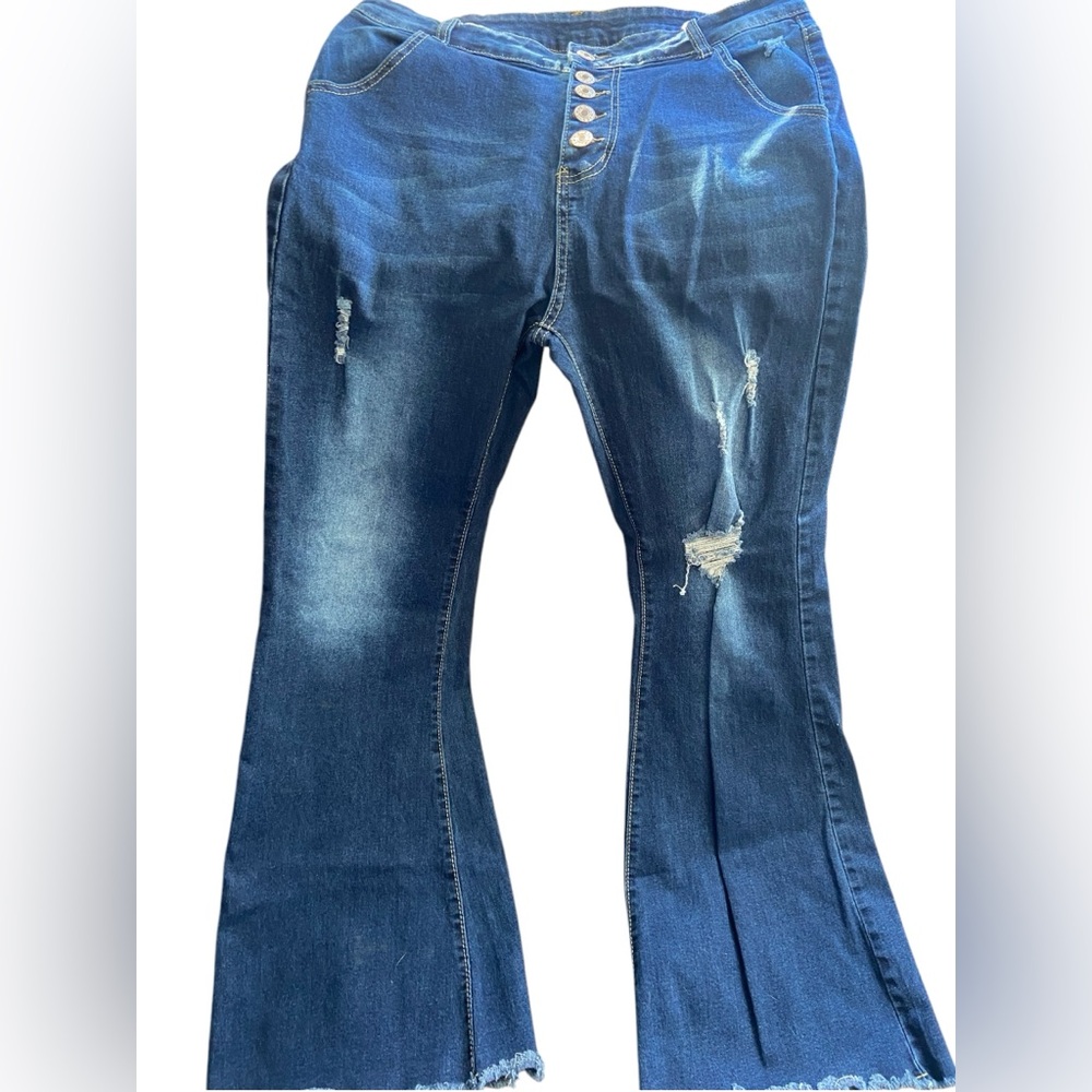 Flare leg distressed jeans